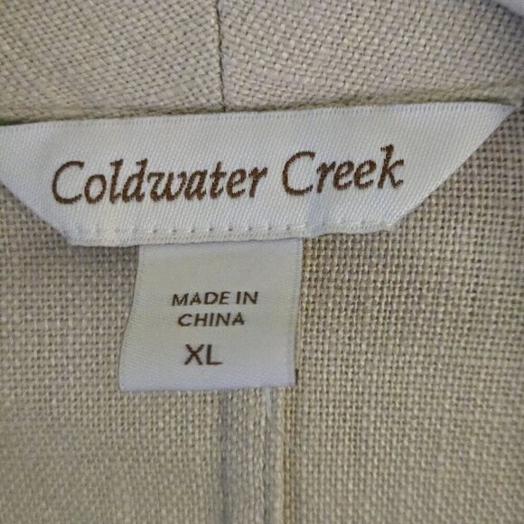 Coldwater Creek Unstructured Linen Blazer Natural Tan Shawl Collar Size XL - Picture 3 of 4